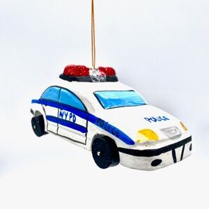 HAND CARVED AND PAINTED N.Y.P..D. Police Car ornaments
